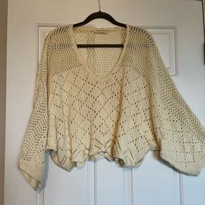 Cropped Knitted Cream Sweater - UO - size: L
